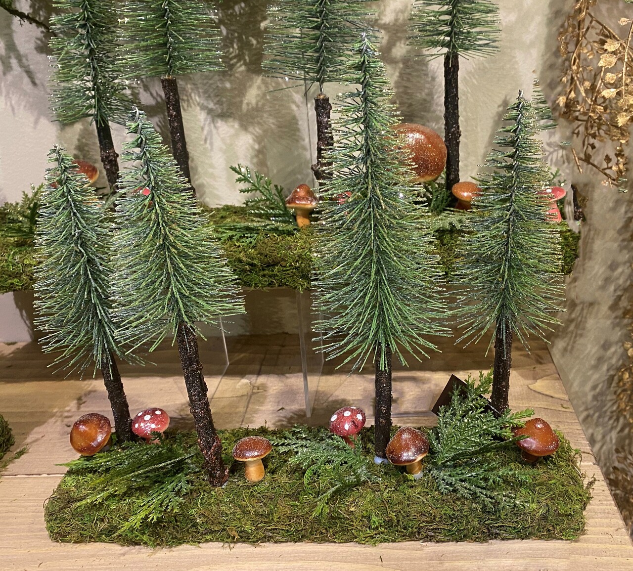 Decoratiune Tree and mushroom, Decoris, 8x28x30 cm, muschi - imagine 3